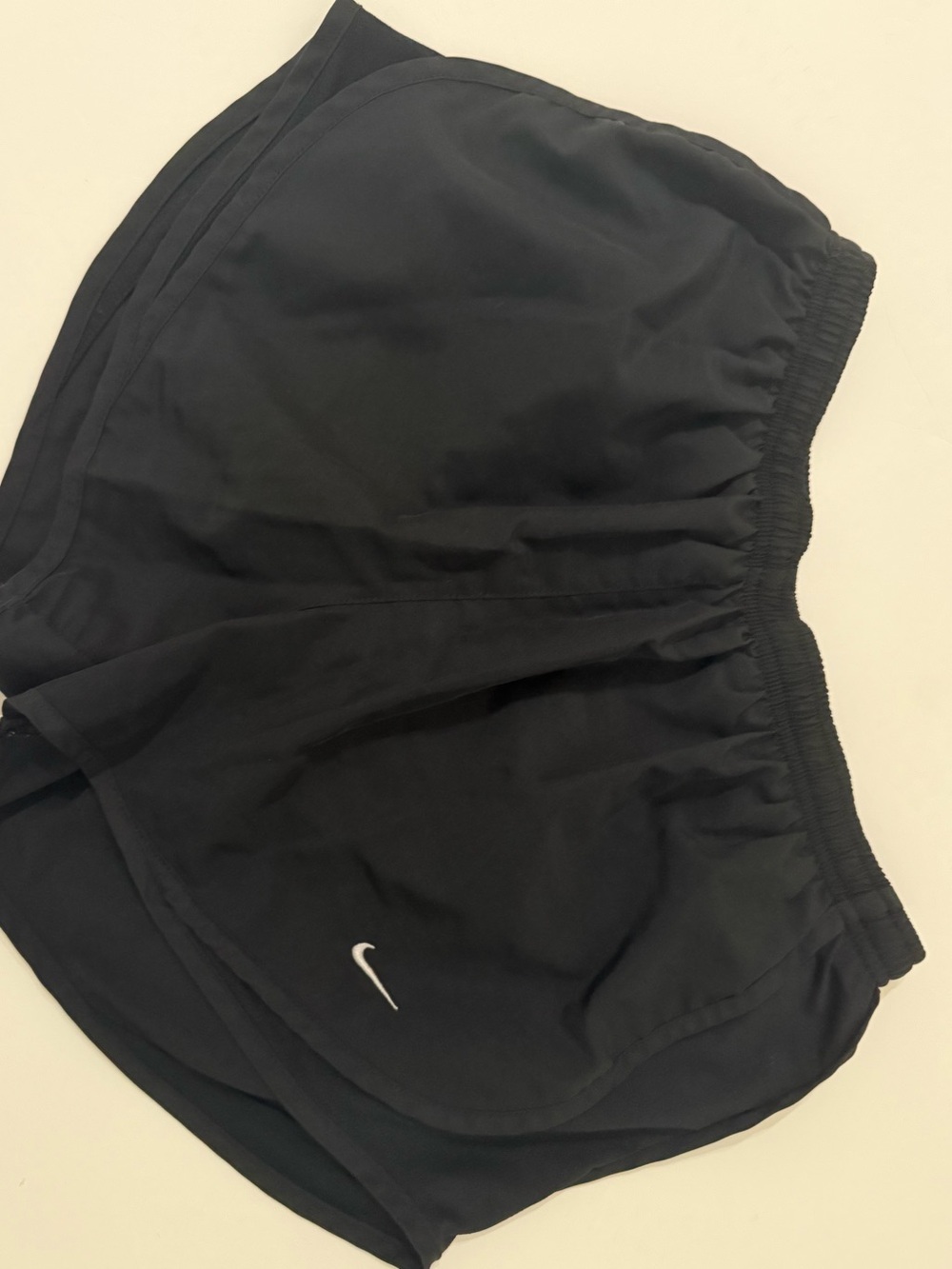 Nike Women's Black Athletic Shorts with White Swoosh